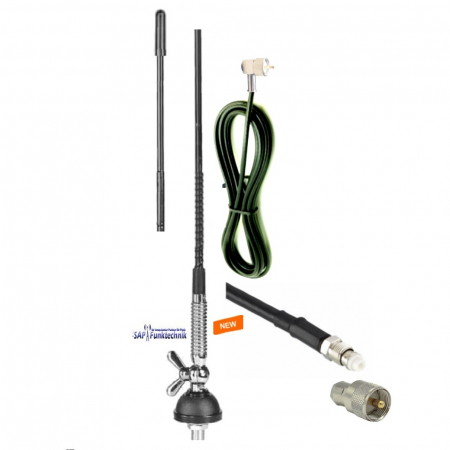 Albrecht T-27 NEW mit FME CB-Mobilantenne 60cm, 20W mit 4m Kabel und Adapter PL/FME