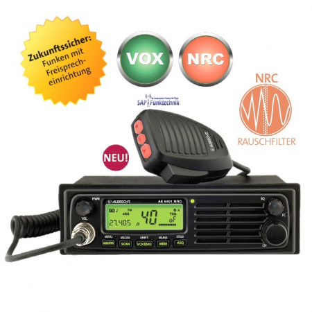 Albrecht AE 6491 NRC mit Geräuschfilter und VOX Freisprechfunktion, 12/24 Volt, CTCSS, 4 Watt AM/FM