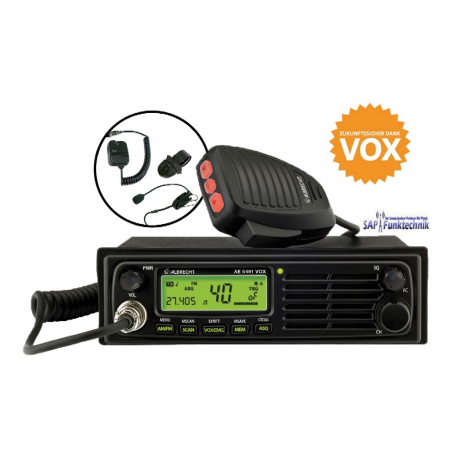 Albrecht AE 6491 VOX und WP-24 Freisprecheinrichtung 12/24 Volt Version, CTCSS, 4 Watt AM/FM