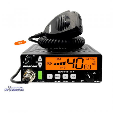 Preview: President BARRY II Plus VOX ASC Multi SET, inkl. T-27 mit FME-Buchse, CB-Funk Antenne, 60 cm