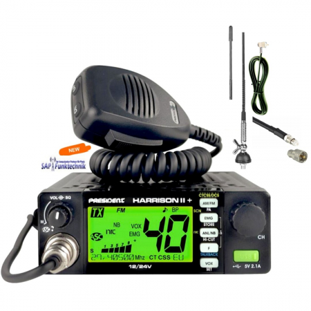 President Harrison II ASC 12/24V AM/FM Set inkl. T-27 FME Antenne, 60 cm