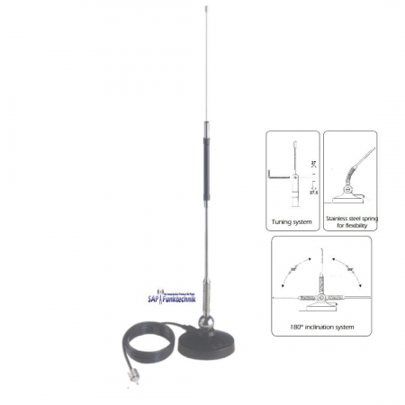 Preview: President Harrison II Plus ASC 12/24V AM/FM Set inkl. MAG STAR 27, 63 cm CB-Magnetfuß-Mobilantenne