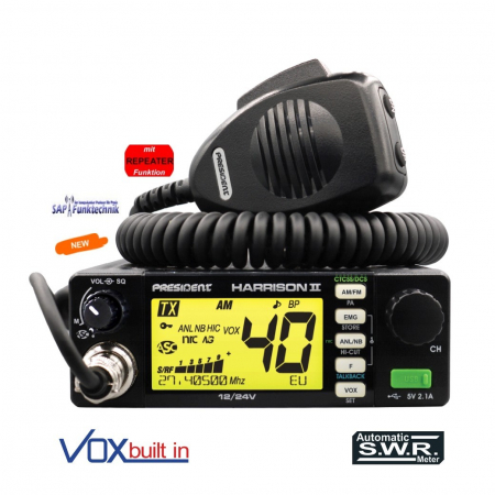 Preview: President Harrison II ASC 12/24V AM/FM Set inkl. T-27 FME, CB-Funk Antenne, 60 cm