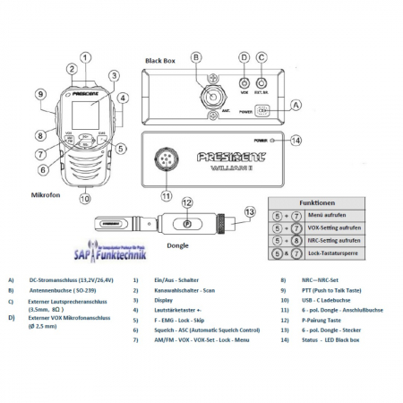 Preview: President William II ASC 12/24V AM/FM CB-Funkgerät