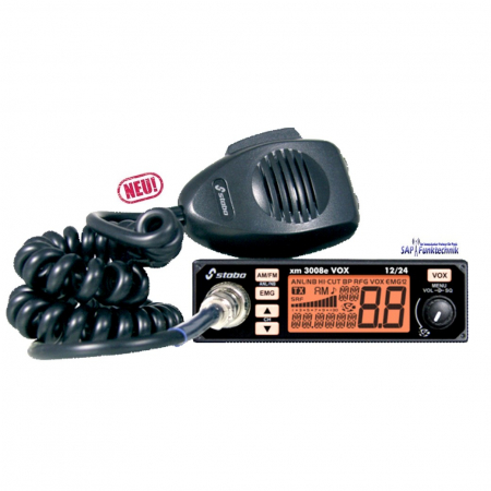 Preview: Stabo XM 3008E-R VOX 12/24V, CB-Funk, 40 AM/80 FM, 4 Watt, inkl. Einschubhalterung