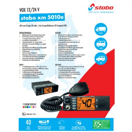 Preview: Stabo XM 5010e VOX, CB-Funk, 80FM/80AM, 4 Watt, 12/24 Volt