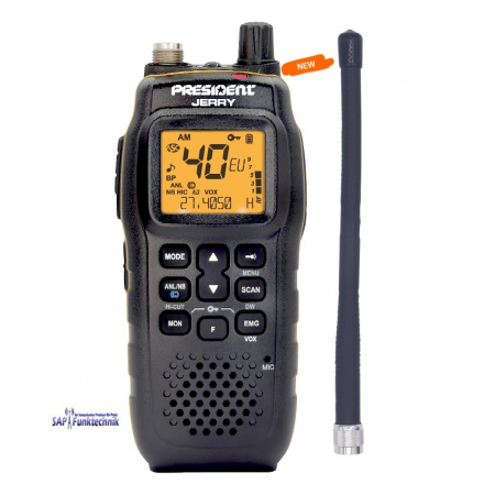 Preview: President JERRY AM/FM CB-Handfunkgerät SET inkl. MAG Star 27 Magnetantenne 63 cm Lang
