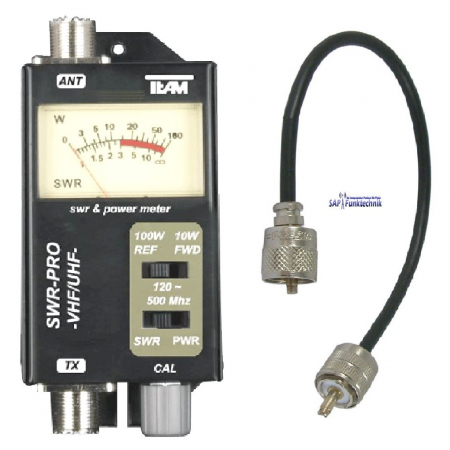TEAM SWR-PRO-VHF/UHF, SWR- / PWR-Meter inkl. PL-Verbindungskabel