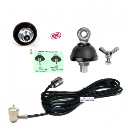 DV 27 N Set, DV Fuss, Flügelschraube, DV Anschlusskabel, mit angelötetem PL-Stecker