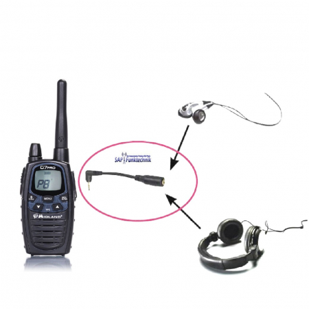 Preview: Adapter für beliebige Ohrhörer an Albrecht / Midland PMR Funkgeräte