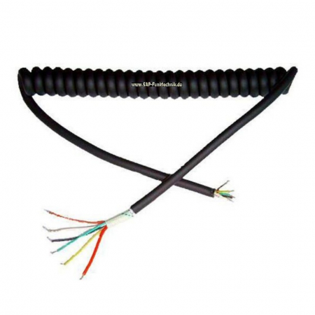Mikrofon-Spiralkabel 6-adrig, ausgezogen ca. 1,60m Lang
