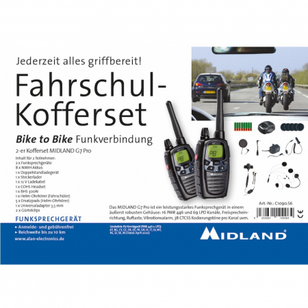 Fahrschulkoffer Midland G7 Pro Motorrad zu Motorrad