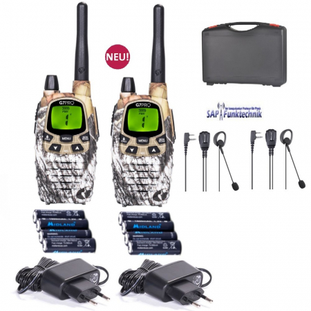 Preview: 2er-Kofferset Midland G7 Pro Tarnfarben, PMR+LPD inkl. MA 30-L Headset