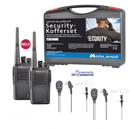 Midland G15 Pro PMR 2er Security-Kofferset inkl. MA 31-M Security Headsets