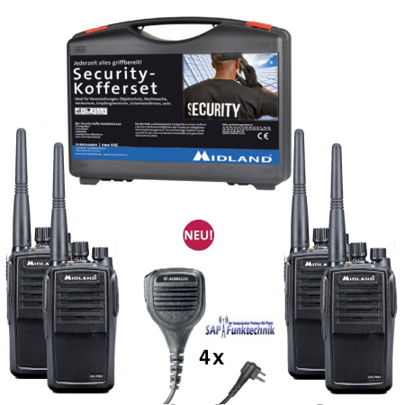 Midland G15 Pro PMR 4er Security-Kofferset inkl. MA 25-M Lautsprechermikrofonen