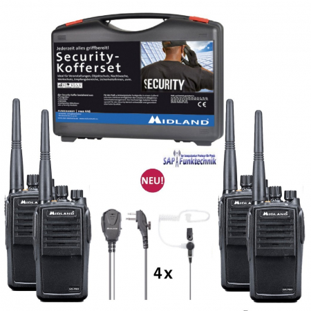 Midland G15 Pro PMR 4er Security-Kofferset inkl. MA 31-M Security Headsets
