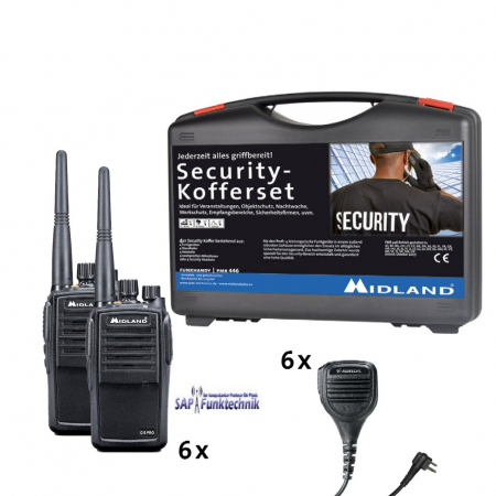 Midland G15 Pro PMR 6er Security-Kofferset inkl. MA 25-M Lautsprechermikrofonen