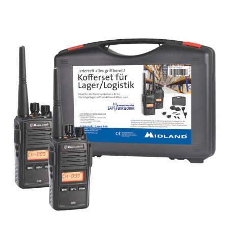 Midland G18 Pro PMR 2er Security-Kofferset Inkl. MA 25-M Lautsprechermikrofon