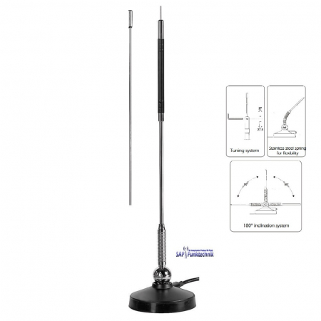 Preview: MIDLAND M-Mini USB Set, 4W AM/FM inkl. Mag Star 27 CB-Magnetantenne 63 cm