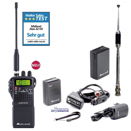 Midland Alan 42 DS Set + Antenne + Akku CB-Handfunkgerät
