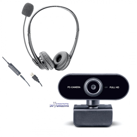 Webcam + PC Headset für Videokonferenzen