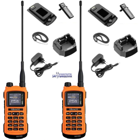 Preview: 2er Kofferset Albrecht Tectalk Duo, PMR446 + Freenet (1W), Orange, inkl. Lautsprechermikrofon