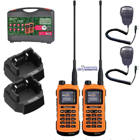 2er Kofferset Albrecht Tectalk Duo, PMR446 + Freenet (1W), Orange, inkl. Lautsprechermikrofon