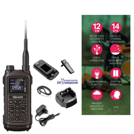 Preview: Albrecht Tectalk Duo, PMR446 + Freenet (1W), Schwarz