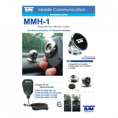 Preview: TEAM MMH-1 Magnetischer Mikrofonhalter für DM-4006x VOX Handmikrofon