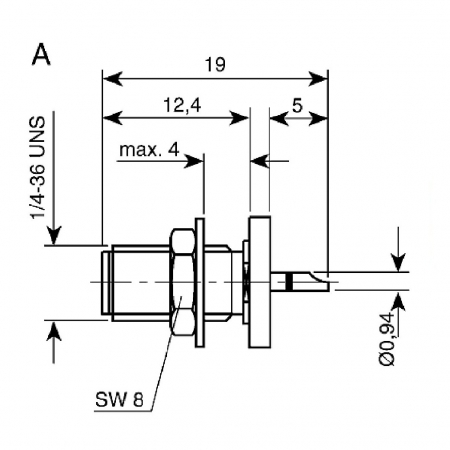 Preview: Telegärtner SMA-Einbaubuchse, Tafelmontage, Gold, 50 Ω