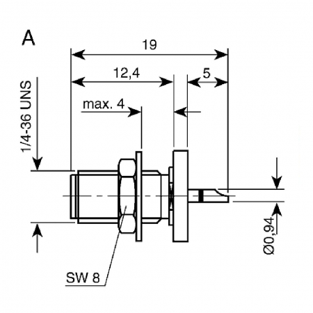 Preview: Telegärtner SMA-Einbaubuchse, Tafelmontage, Gold, 50 Ω