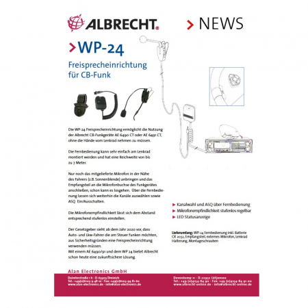 Preview: WP-24 CB - Freisprecheinrichtung für AE 6490/6491 mit Lenkrad-Fernbedienung