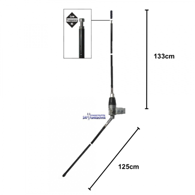 Mini Boomerang, 133 cm, 450W, CB-Balkonantenne