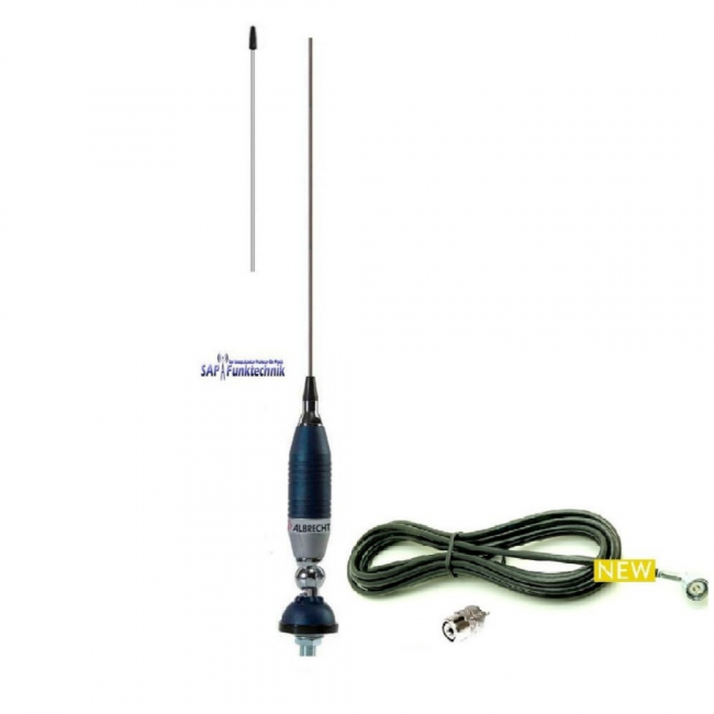 Albrecht Super 9 Blue Line CB-Mobilantenne 155, 35W mit 4m Kabel und PL-Stecker
