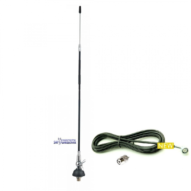 Albrecht DV-27S CB-Funk Mobilantenne 140 cm, 80W mit 4m Kabel und PL-Stecker
