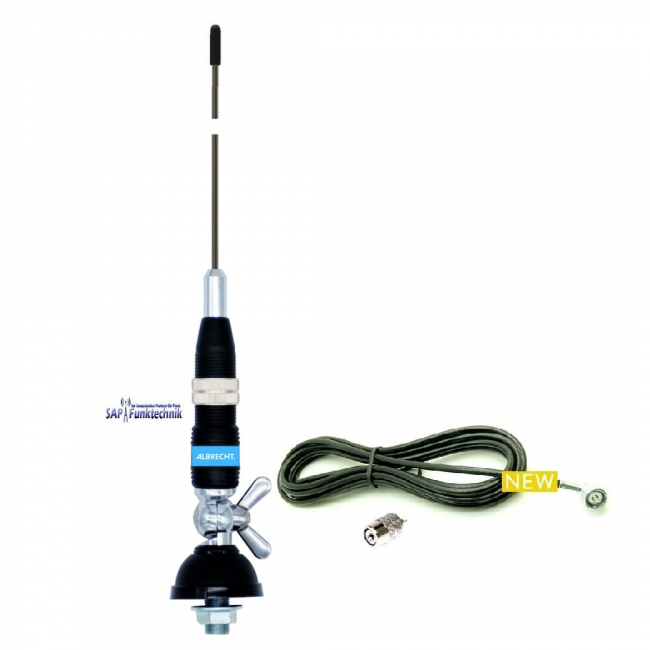 Albrecht Racer 90 CB-Mobilantenne 115 cm, 40W mit 4m Kabel und PL-Stecker