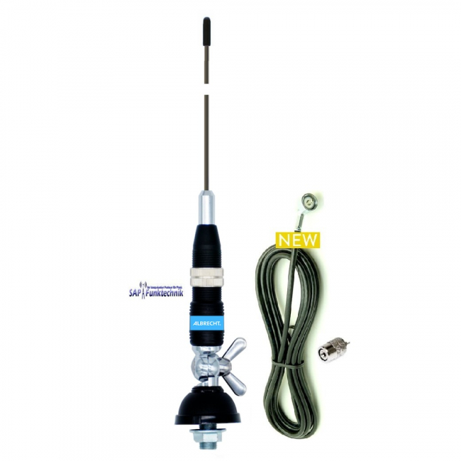 Albrecht Racer 90 CB-Mobilantenne 115 cm, 40W mit 4m Kabel und PL-Stecker