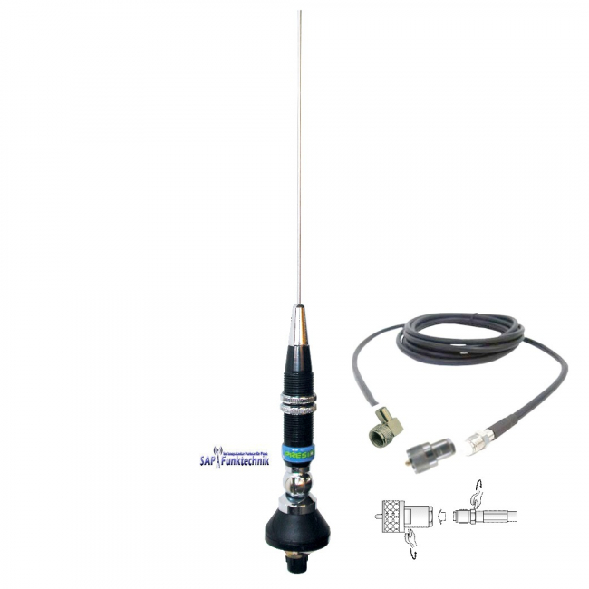 President IOWA CB-Mobilantenne, 102 cm, 200W mit 4m Kabel