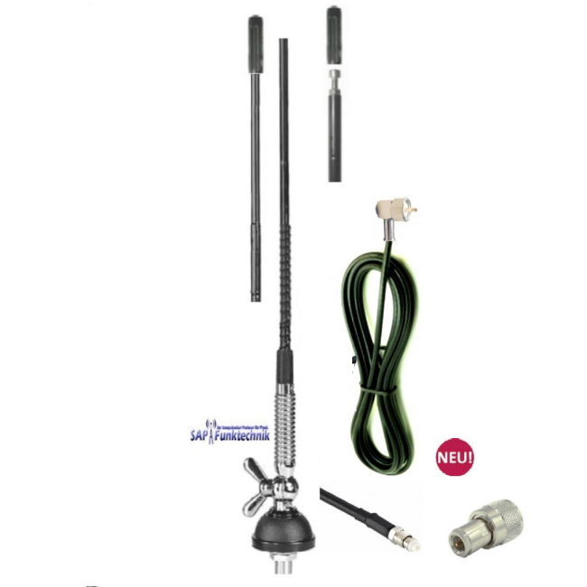 President BARRY II Plus VOX ASC Multi SET, inkl. T-27 mit FME-Buchse, CB-Funk Antenne, 60 cm
