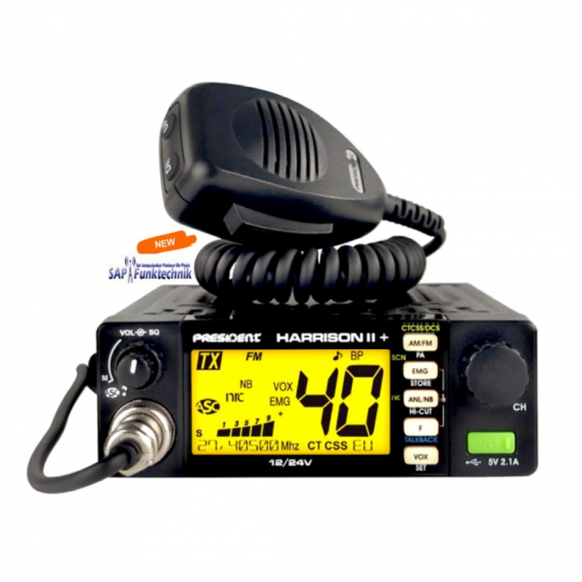 President Harrison II ASC 12/24V AM/FM Set inkl. T-27 FME Antenne, 60 cm