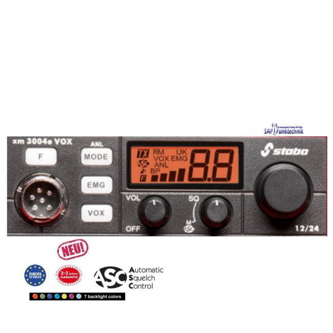 Stabo XM 3004e VOX 12/24 Volt, CB-Funk, 4 Watt AM/FM