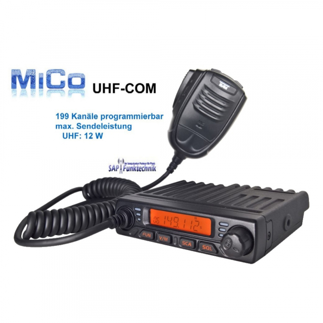 Team MiCo VOX, UHF-COM PLUS Betriebsfunk, inkl KFZ Halterung
