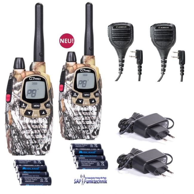 2er-Kofferset Midland G7Pro Tarnfarben, PMR+LPD inkl. SM 600 Lautsprechermikrofon