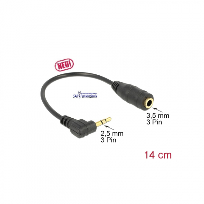 Audioadapter für Stereokopfhörer am PMR Funkgeräte 3,5mm Buchse Stereo auf 2,5mm Stecker