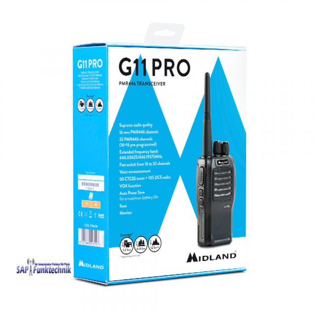 Midland G11 Pro, PMR 446 Funkgerät