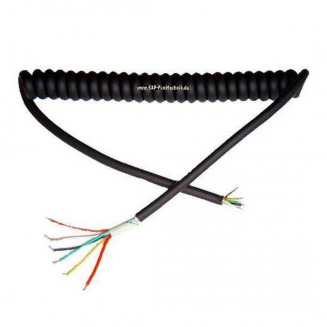 Mikrofon-Spiralkabel 6-adrig, ausgezogen ca. 1,60m Lang
