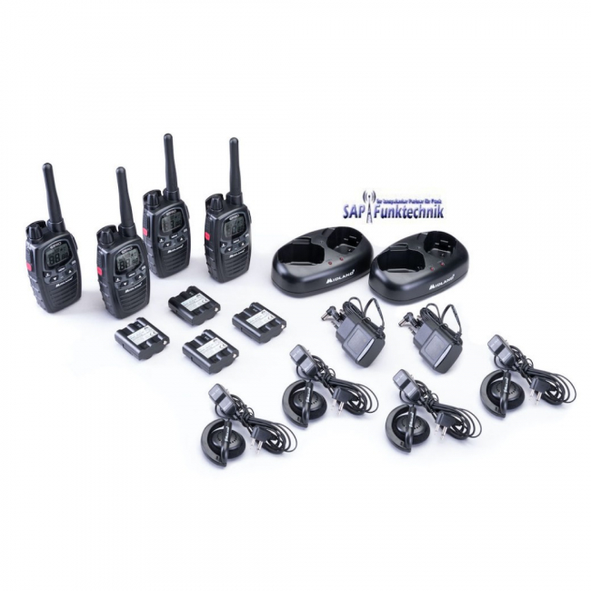 Midland G7 Pro 4er Kofferset, PMR446 inkl. MA24-L Headsets