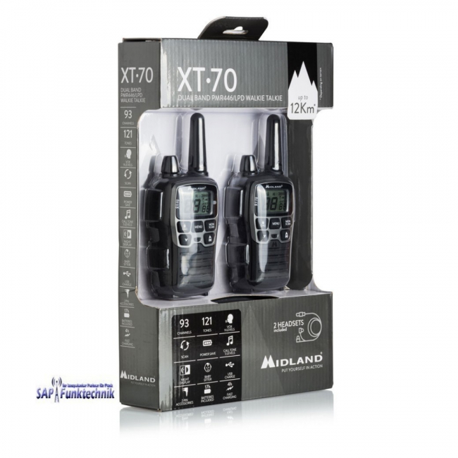 Midland XT70, Paar, PMR+LPD, Blisterpack