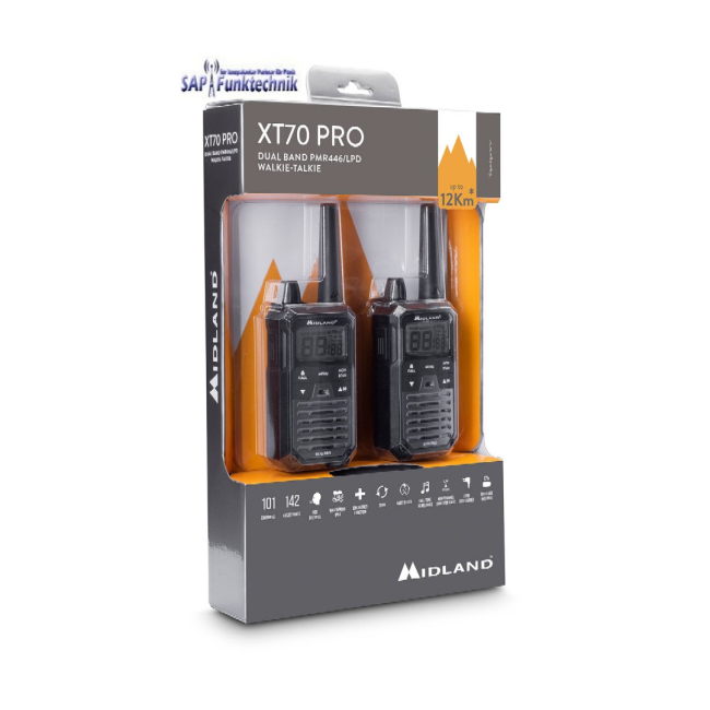 Midland XT70 Pro, PMR+LPD, Blisterpack, Schwarz