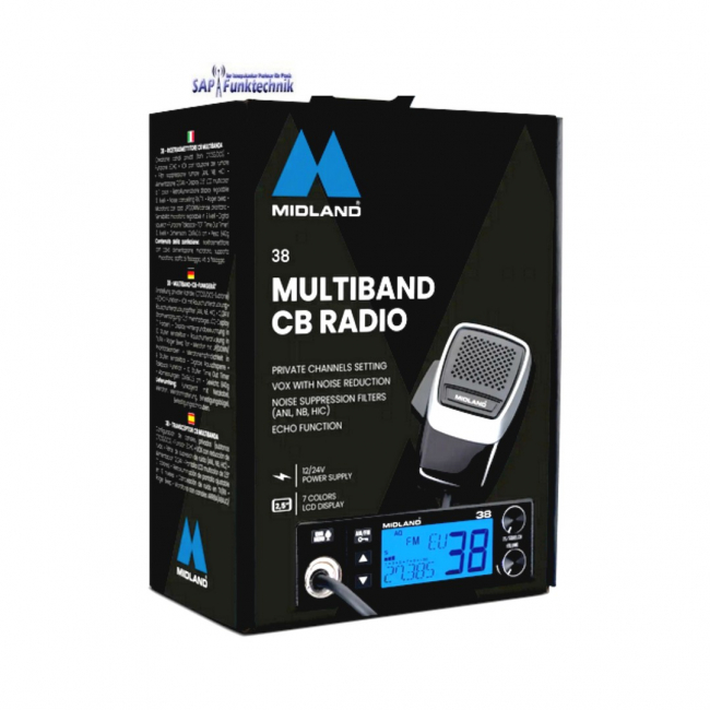 Midland 38 CB-Funkgerät 2,5" Display, VOX, NRC, 12/24V